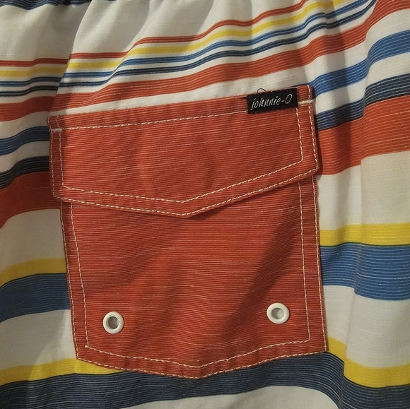 Johnnie-O Hope Town Stripe Swim Trunks Cayenne Size XL - Picture 4 of 6